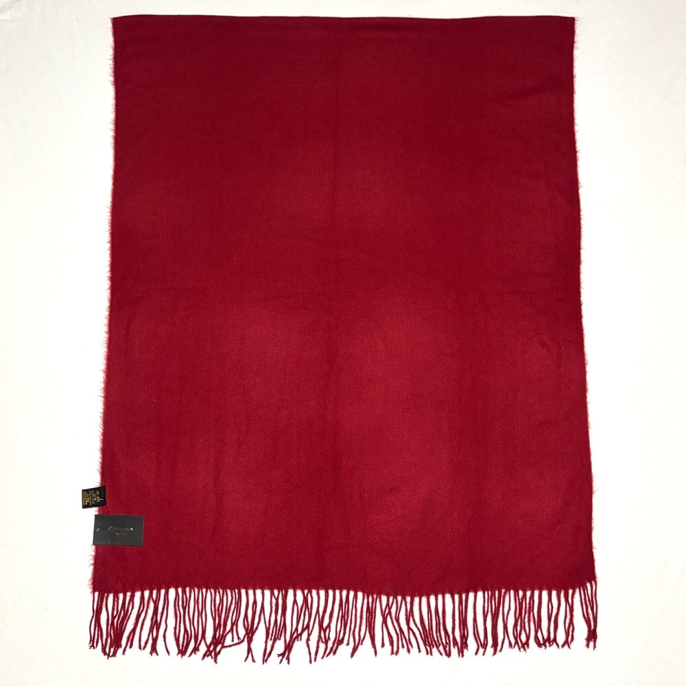 New D'margeaux Scarf Womens OS Red Pashmina Wrap Shawl Solid Polyester Holiday